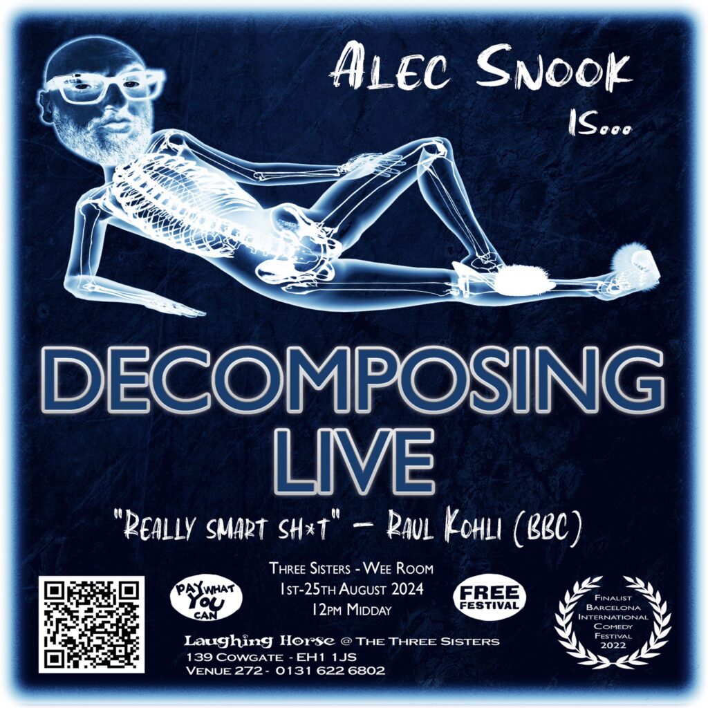 Alec Snook Decomposing Live poster with quotes and information