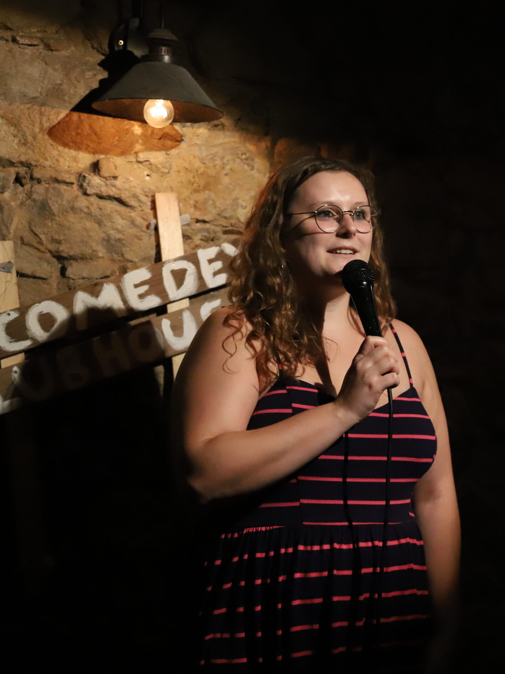 Hannah Becker performs at the original Comedy Clubhouse