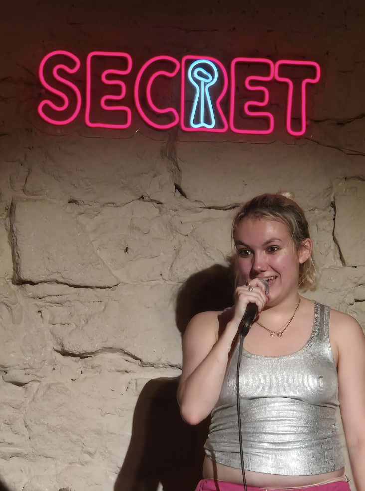 Maria Telnikoff performs 'All the Men Are Going to Hate Me' at Secret Comedy Club (courtesy of Victoria Russell)